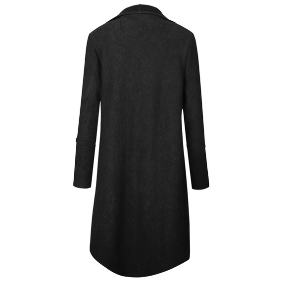 Open Drape Front Cardigan Coat w Pockets Black - Picture 3 of 4